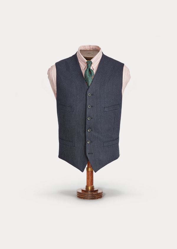 Men's Ralph Lauren Pinstripe Herringbone Vests | 716092NLD